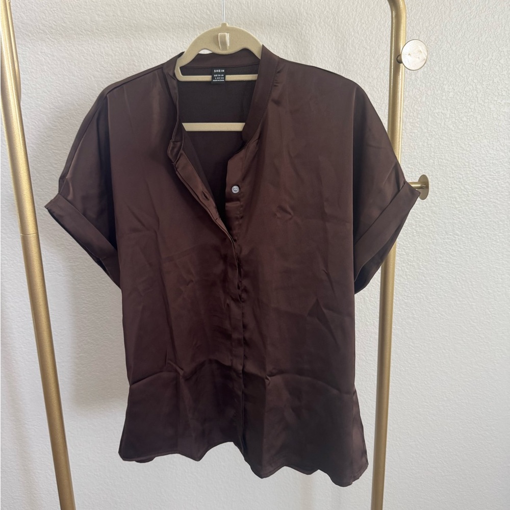 Brown Short Sleeve Women's Top